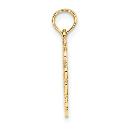 14K Yellow Gold 14Ky Heart Script Letter C Initial Charm