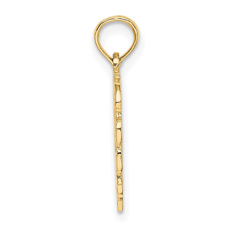 14K Yellow Gold 14Ky Heart Script Letter C Initial Charm