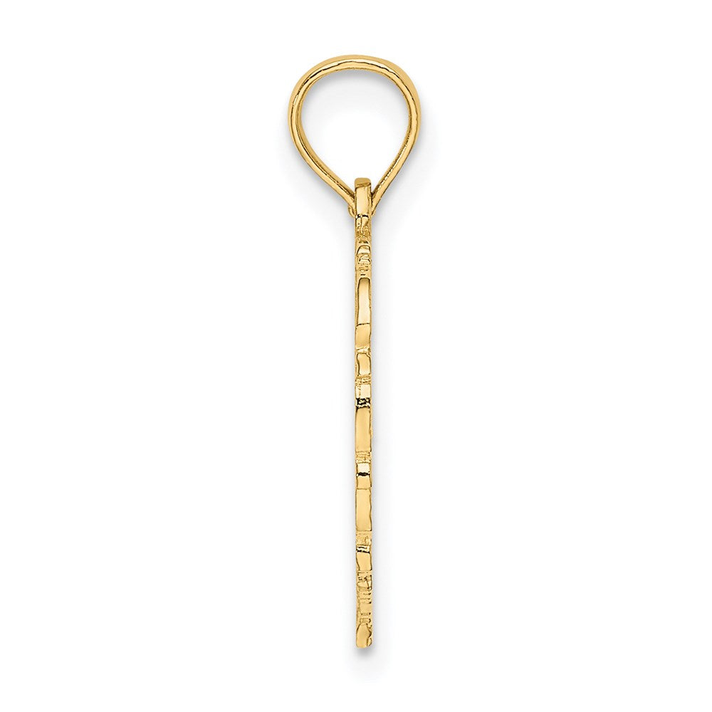 14K Yellow Gold 14Ky Heart Script Letter D Initial Charm