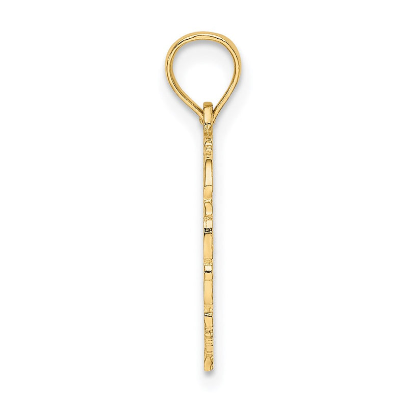14K Yellow Gold 14Ky Heart Script Letter D Initial Charm