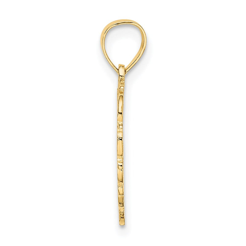 14K Yellow Gold 14Ky Heart Script Letter E Initial Charm
