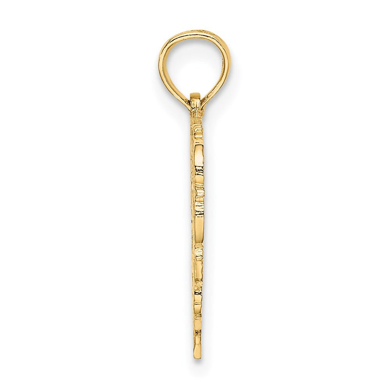 14K Yellow Gold 14Ky Heart Script Letter F Initial Charm
