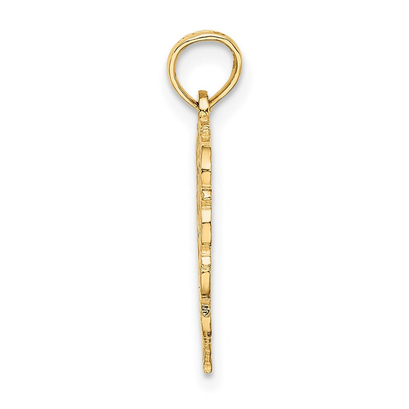 14K Yellow Gold 14Ky Heart Script Letter G Initial Charm