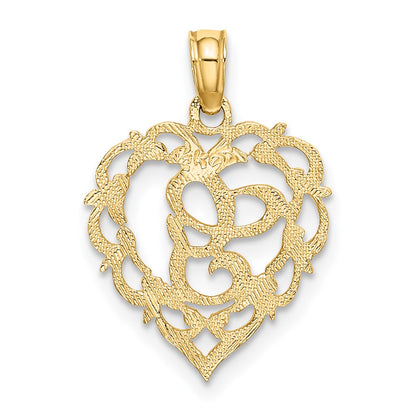 14K Yellow Gold 14Ky Heart Script Letter G Initial Charm
