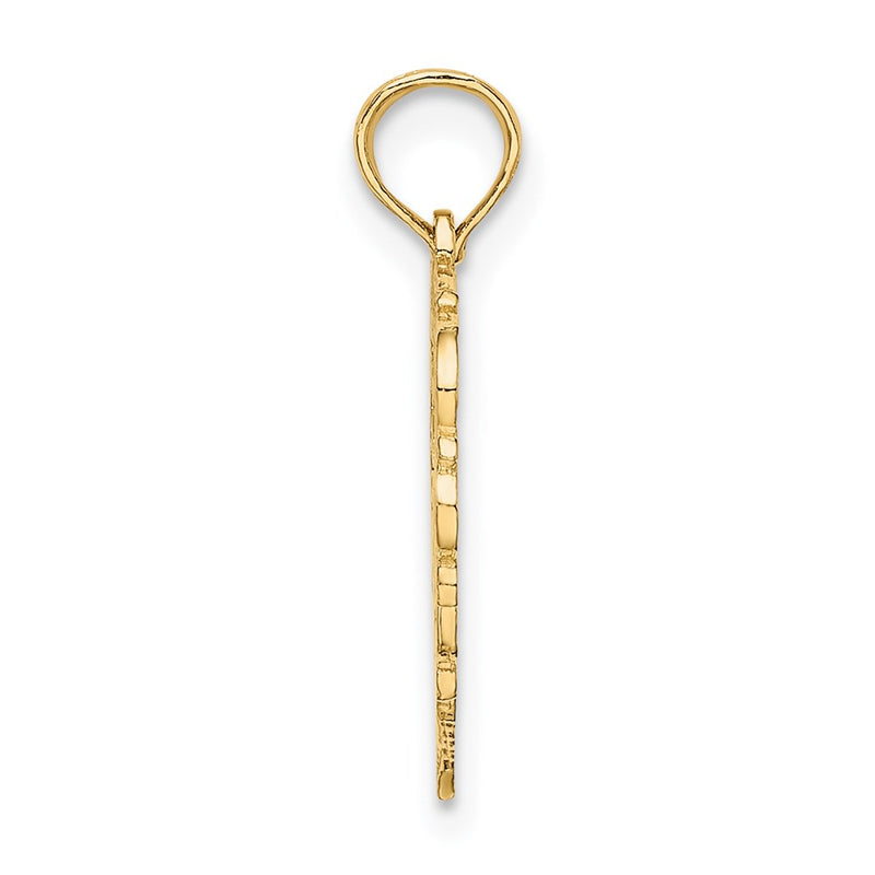 14K Yellow Gold 14Ky Heart Script Letter H Initial Charm