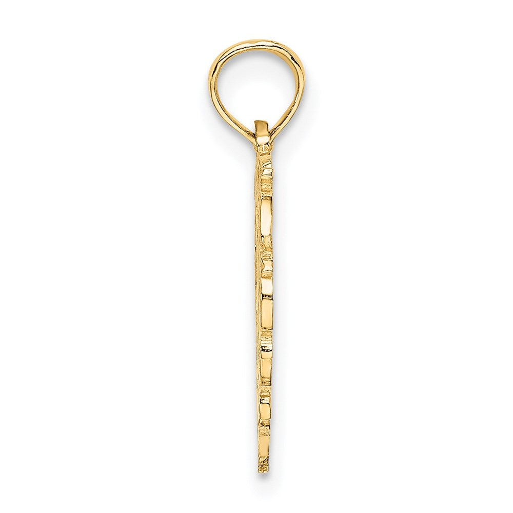 14K Yellow Gold 14Ky Heart Script Letter I Initial Charm