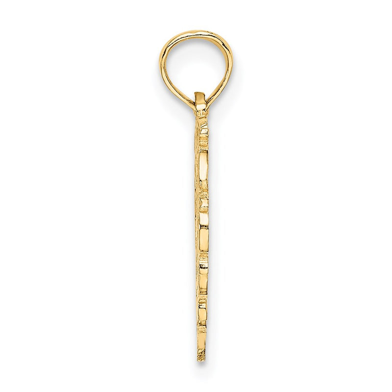 14K Yellow Gold 14Ky Heart Script Letter I Initial Charm