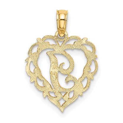 14K Yellow Gold 14Ky Heart Script Letter I Initial Charm