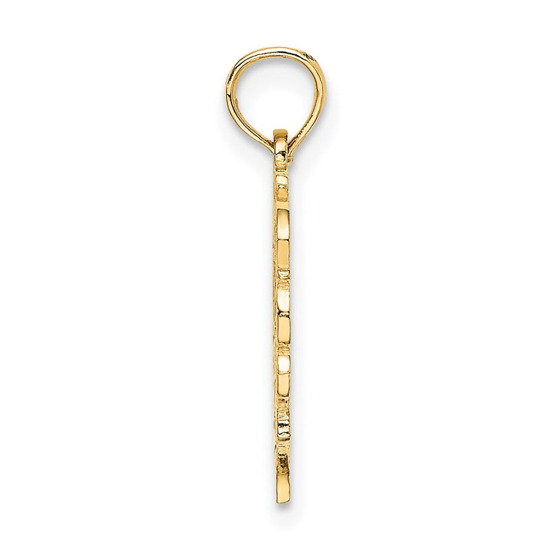 14K Yellow Gold 14Ky Heart Script Letter J Initial Charm