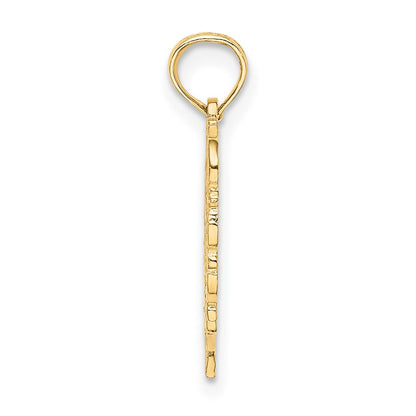 14K Yellow Gold 14Ky Heart Script Letter K Initial Charm