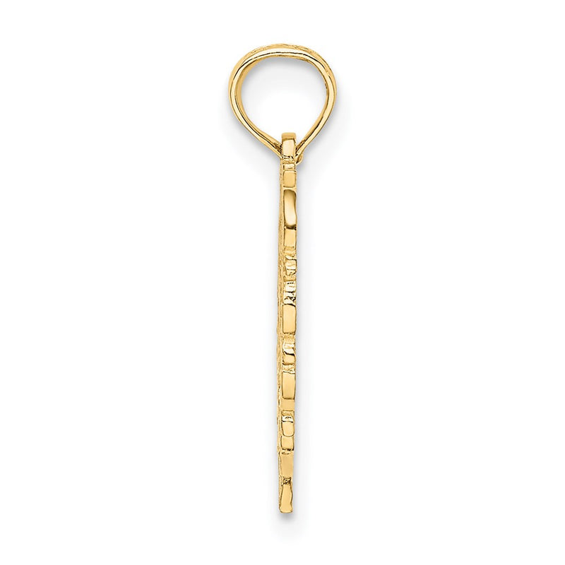 14K Yellow Gold 14Ky Heart Script Letter K Initial Charm