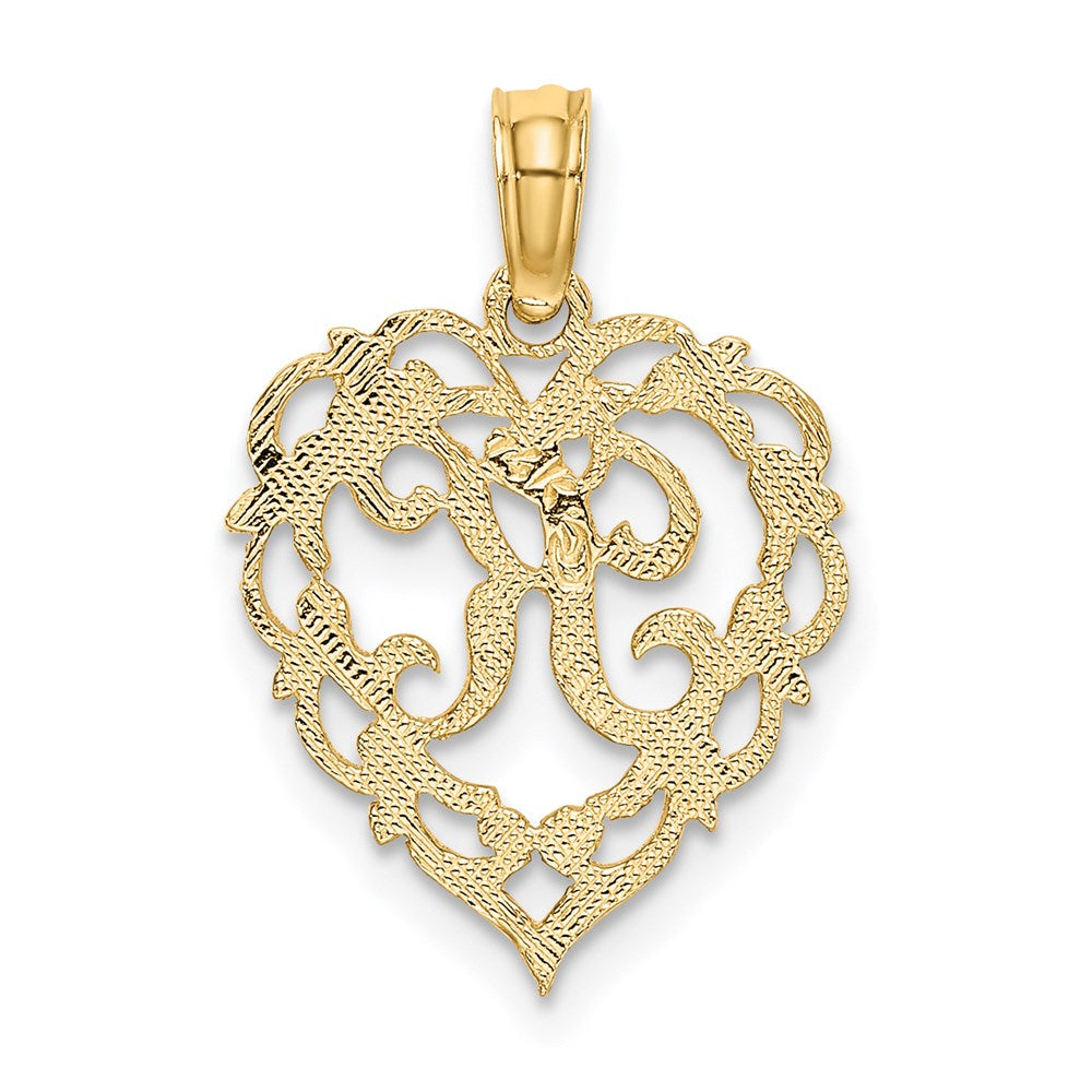 14K Yellow Gold 14Ky Heart Script Letter K Initial Charm