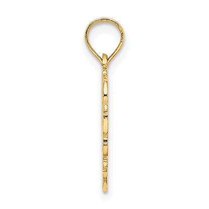 14K Yellow Gold 14Ky Heart Script Letter L Initial Charm