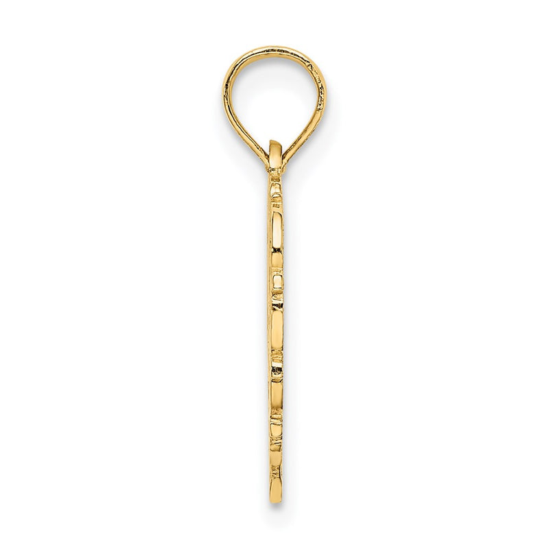 14K Yellow Gold 14Ky Heart Script Letter L Initial Charm