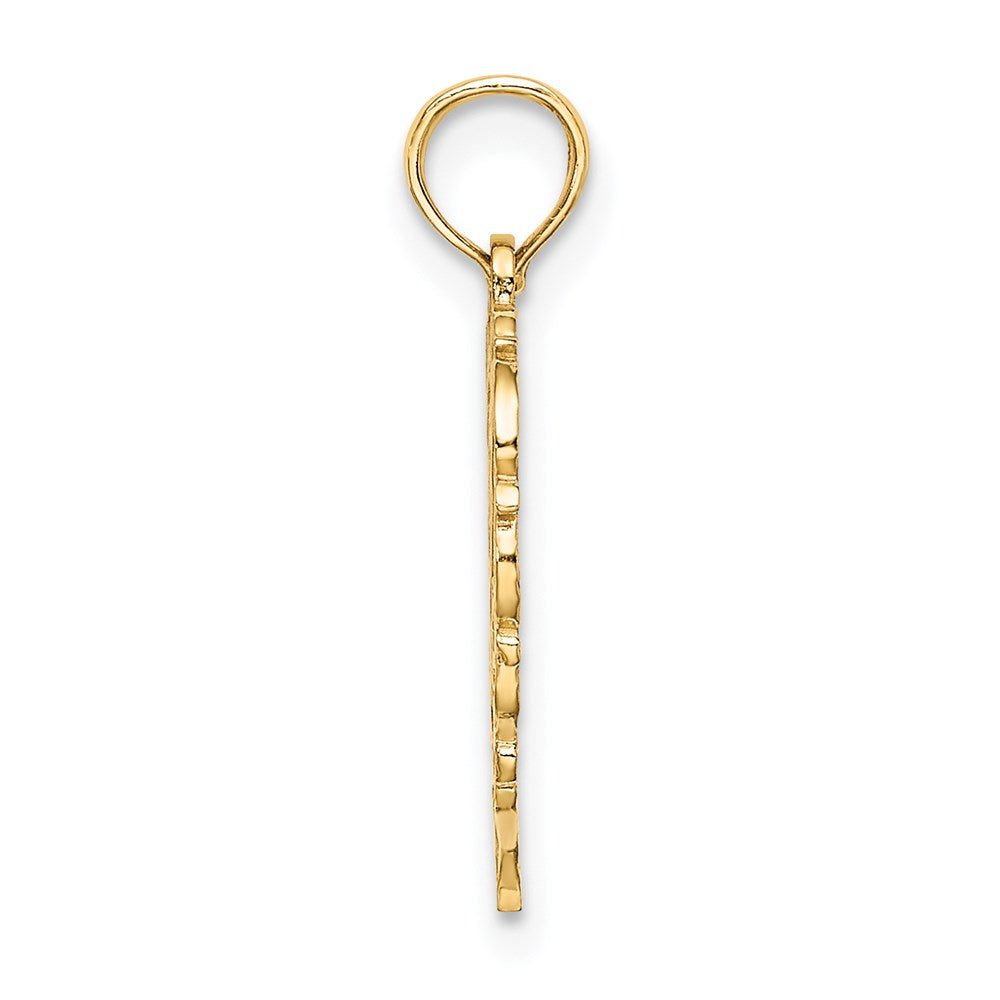 14K Yellow Gold 14Ky Heart Script Letter M Initial Charm