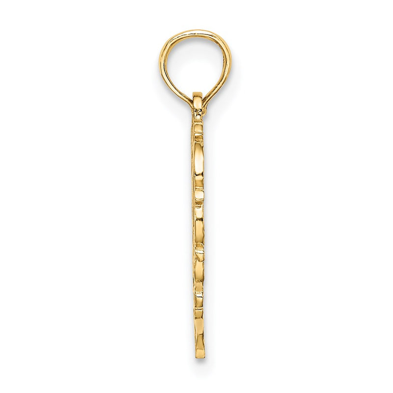14K Yellow Gold 14Ky Heart Script Letter M Initial Charm
