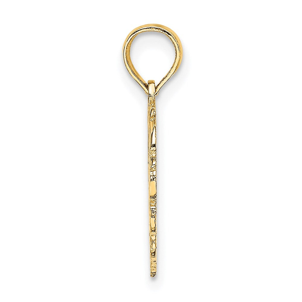 14K Yellow Gold 14Ky Heart Script Letter N Initial Charm