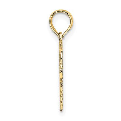 14K Yellow Gold 14Ky Heart Script Letter N Initial Charm