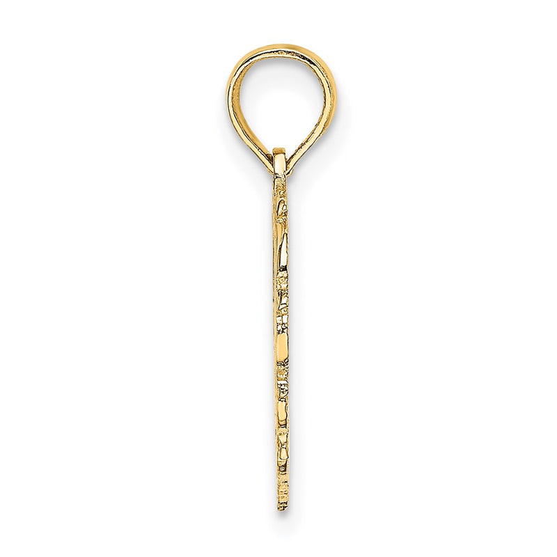 14K Yellow Gold 14Ky Heart Script Letter N Initial Charm