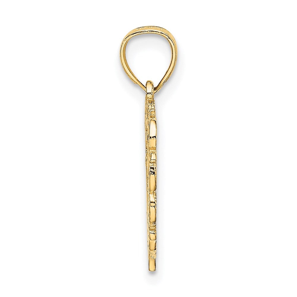 14K Yellow Gold 14Ky Heart Script Letter O Initial Charm