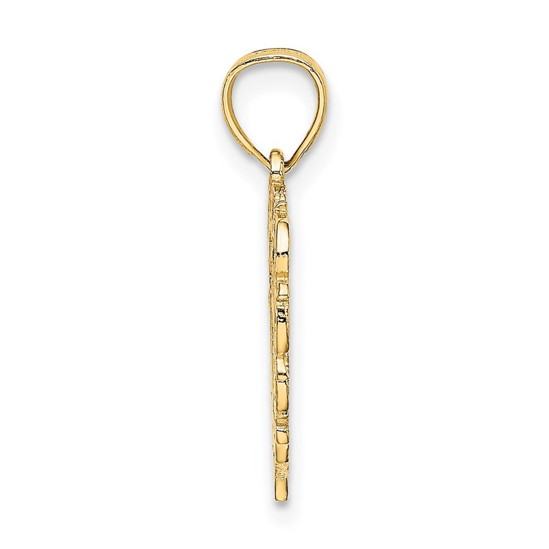 14K Yellow Gold 14Ky Heart Script Letter O Initial Charm