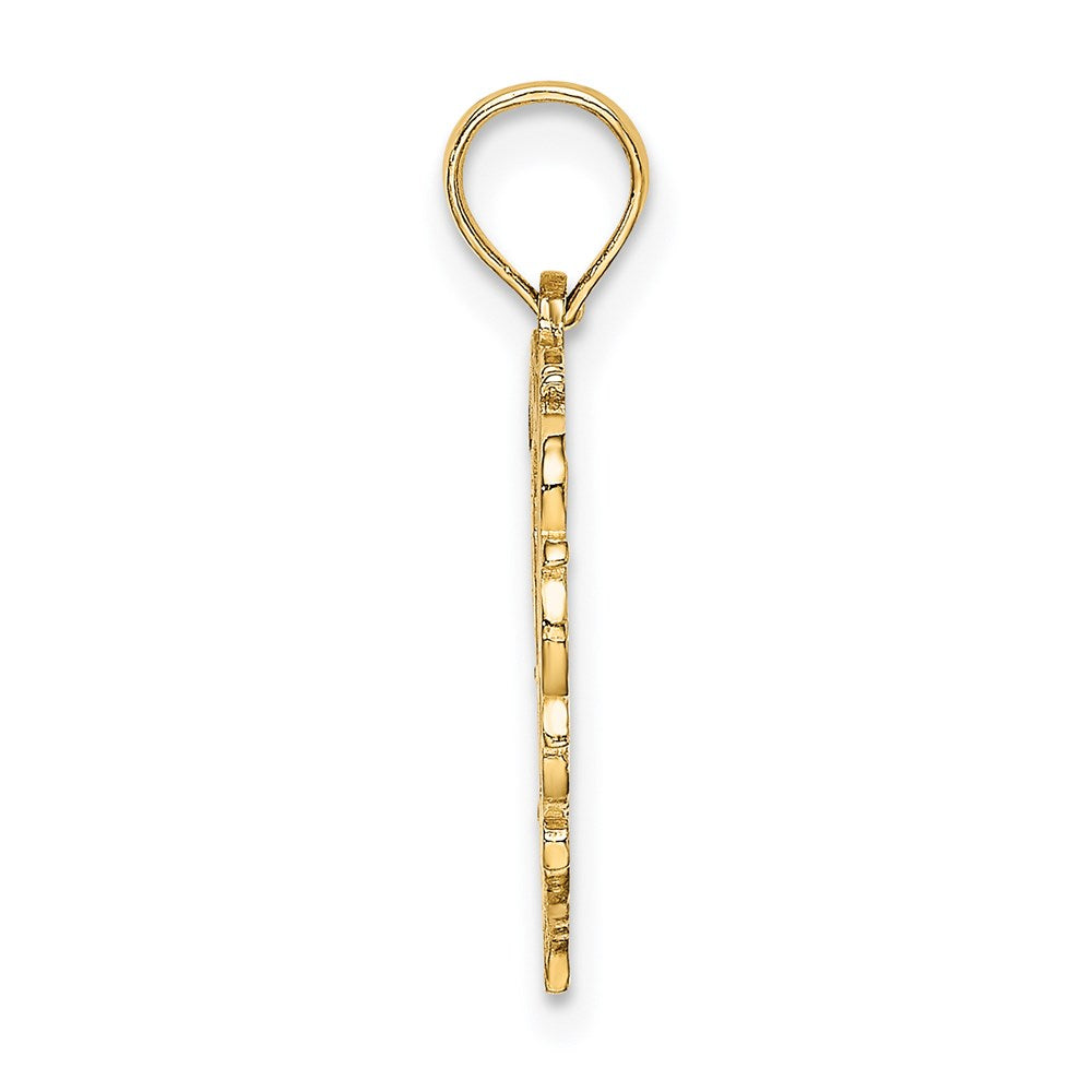 14K Yellow Gold 14Ky Heart Script Letter P Initial Charm