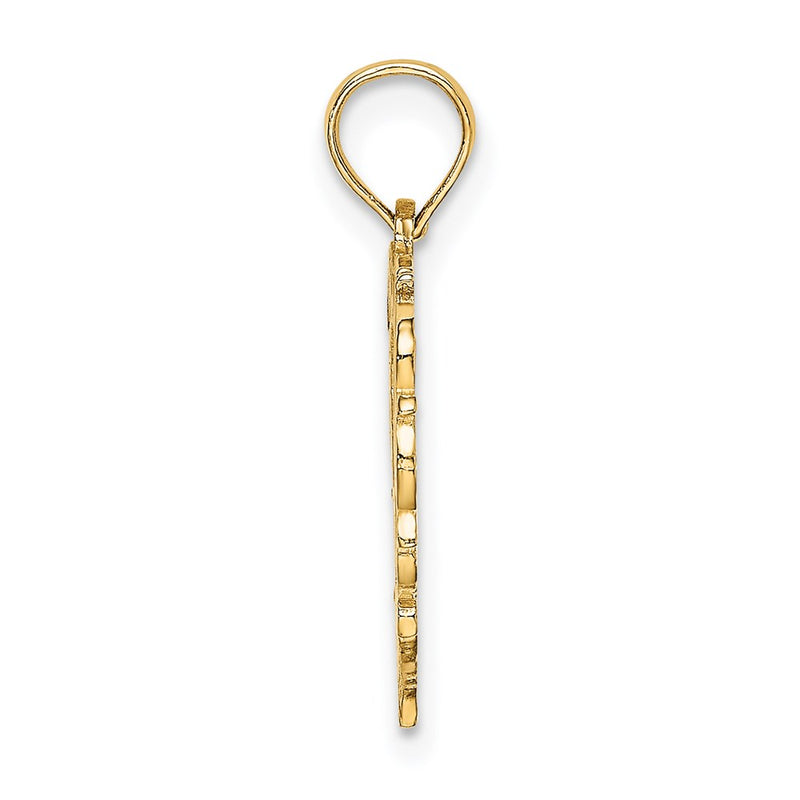 14K Yellow Gold 14Ky Heart Script Letter P Initial Charm