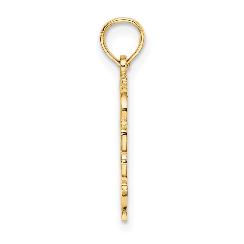 14K Yellow Gold 14Ky Heart Script Letter R Initial Charm