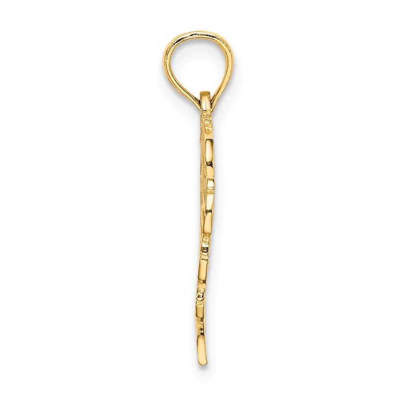 14K Yellow Gold 14Ky Heart Script Letter S Initial Charm
