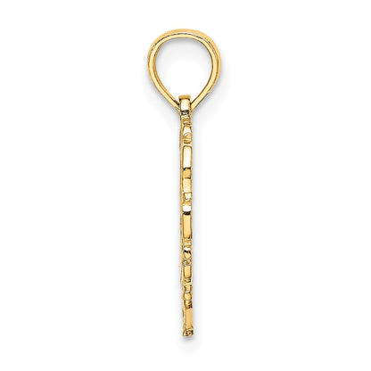 14K Yellow Gold 14Ky Heart Script Letter T Initial Charm