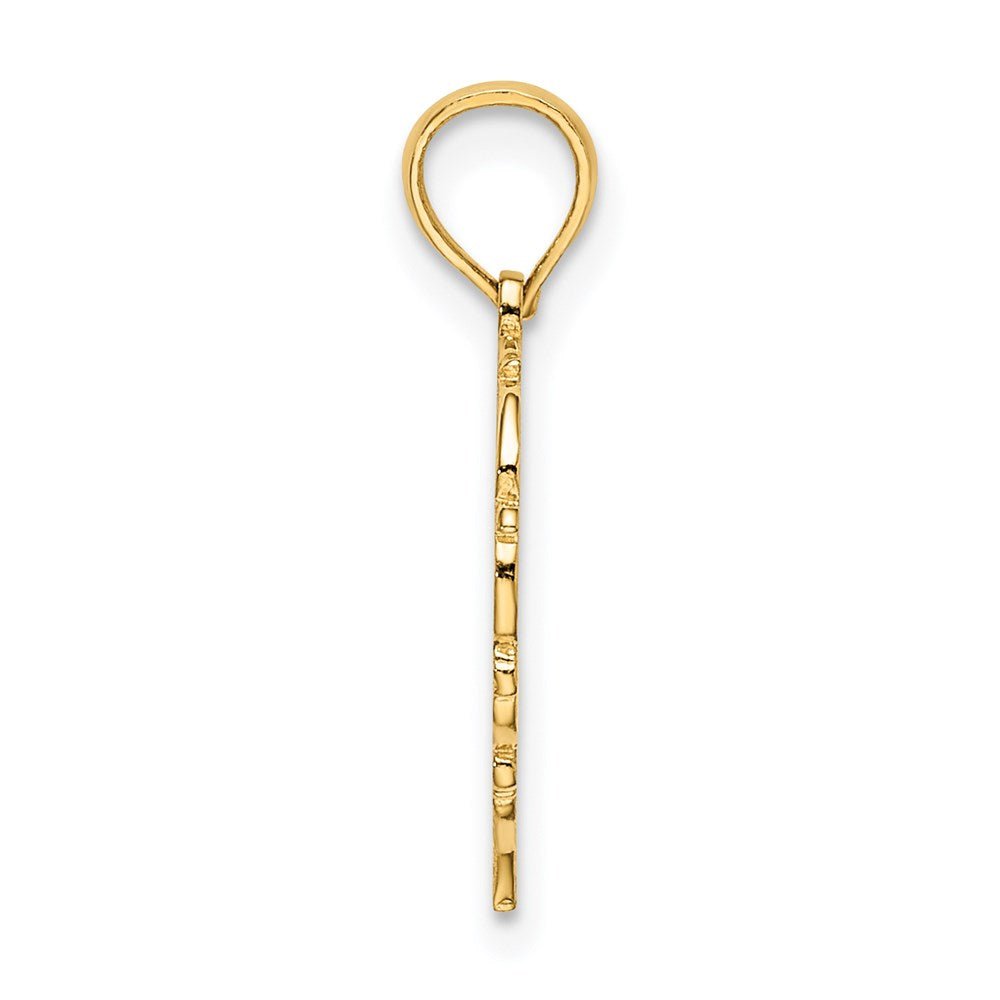 14K Yellow Gold 14Ky Heart Script Letter W Initial Charm