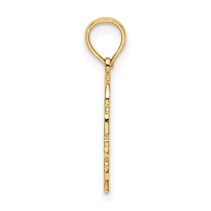 14K Yellow Gold 14Ky Heart Script Letter W Initial Charm