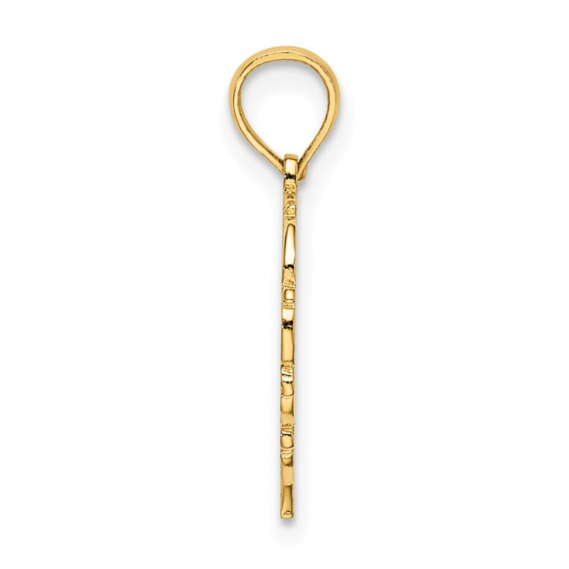 14K Yellow Gold 14Ky Heart Script Letter W Initial Charm