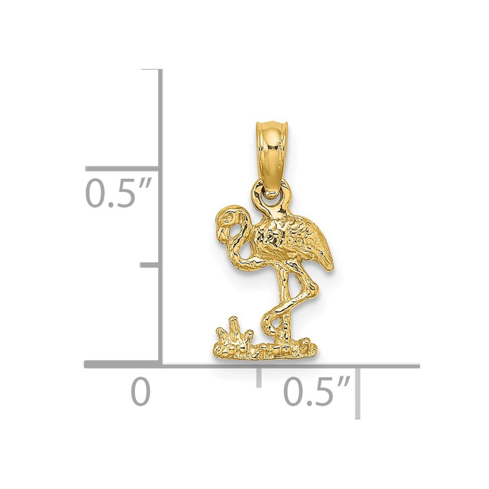 14K Yellow Gold Mini Flamingo Charm