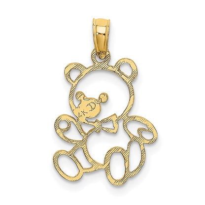 14K Yellow Gold Cut Out Teddy Bear Charm