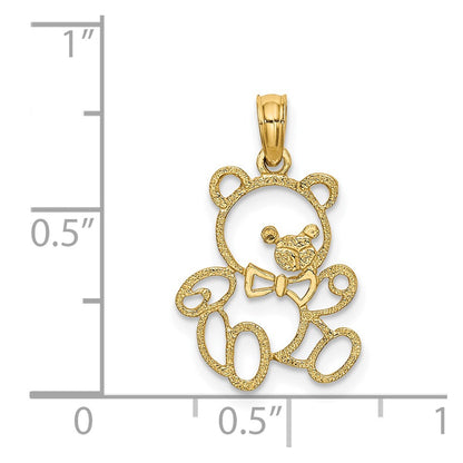 14K Yellow Gold Cut Out Teddy Bear Charm