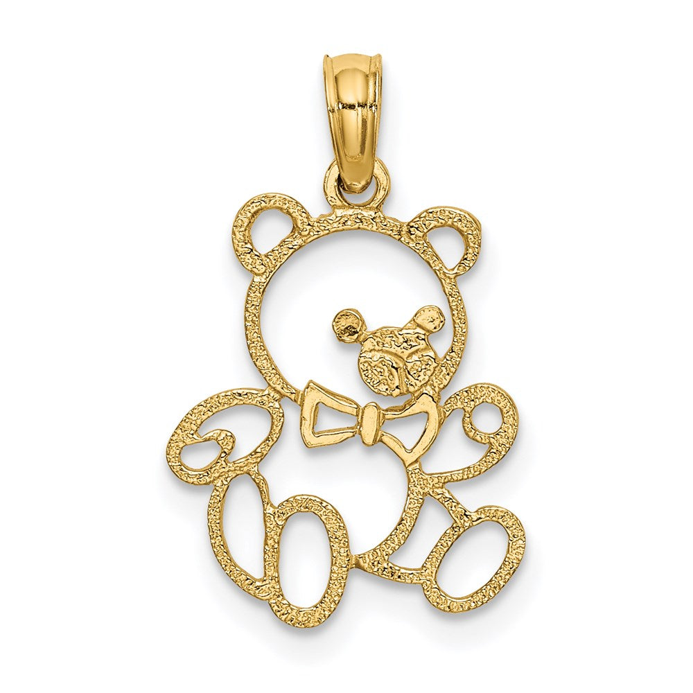 14K Yellow Gold Cut Out Teddy Bear Charm