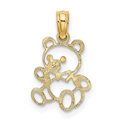 14K Yellow Gold Cut Out Teddy Bear Charm