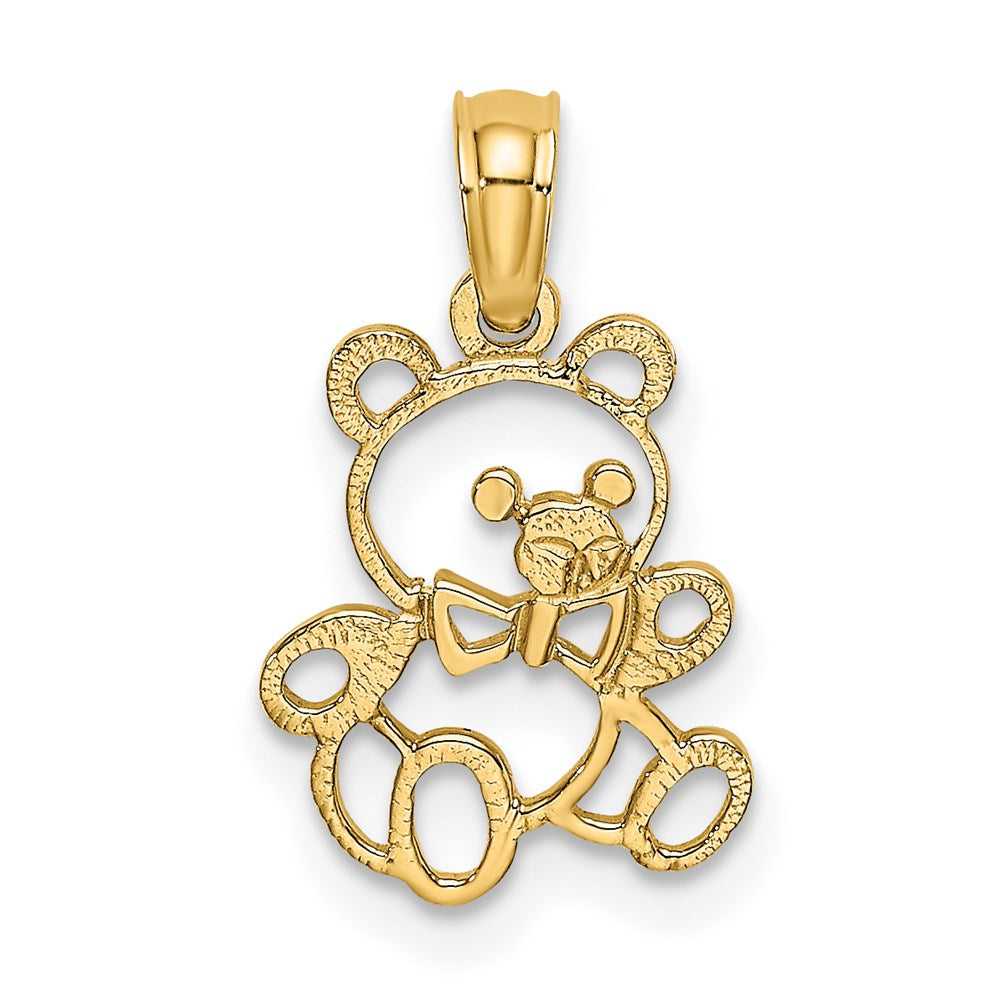 14K Yellow Gold Cut Out Teddy Bear Charm