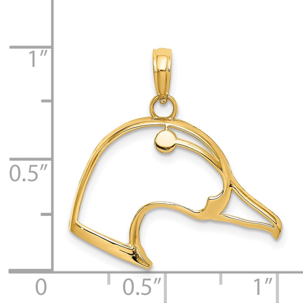 14K Yellow Gold Cut-Out Duck Head Charm