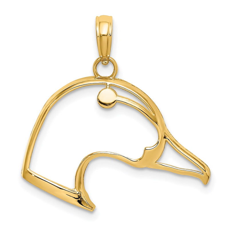 14K Yellow Gold Cut-Out Duck Head Charm