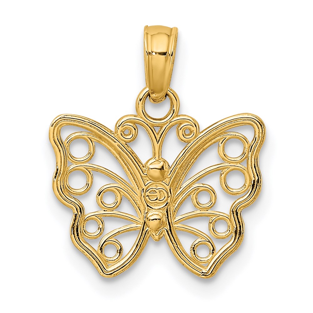 14K Yellow Gold Cut-Out Small Butterfly Charm