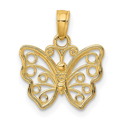 14K Yellow Gold Cut-Out Small Butterfly Charm