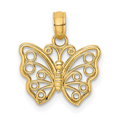 14K Yellow Gold Cut-Out Small Butterfly Charm