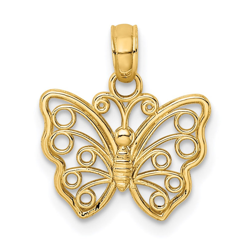 14K Yellow Gold Cut-Out Small Butterfly Charm
