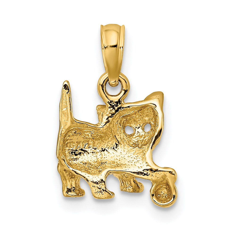 14K Yellow Gold Cat With Ball Charm