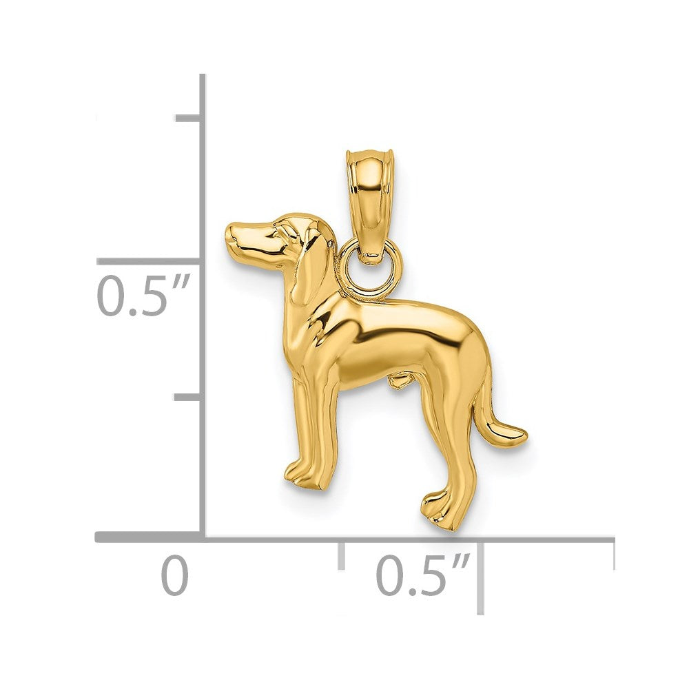 14K Yellow Gold Polished Dog Charm