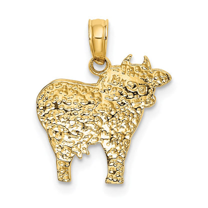 14K Yellow Gold Polished Playful Cow Charm