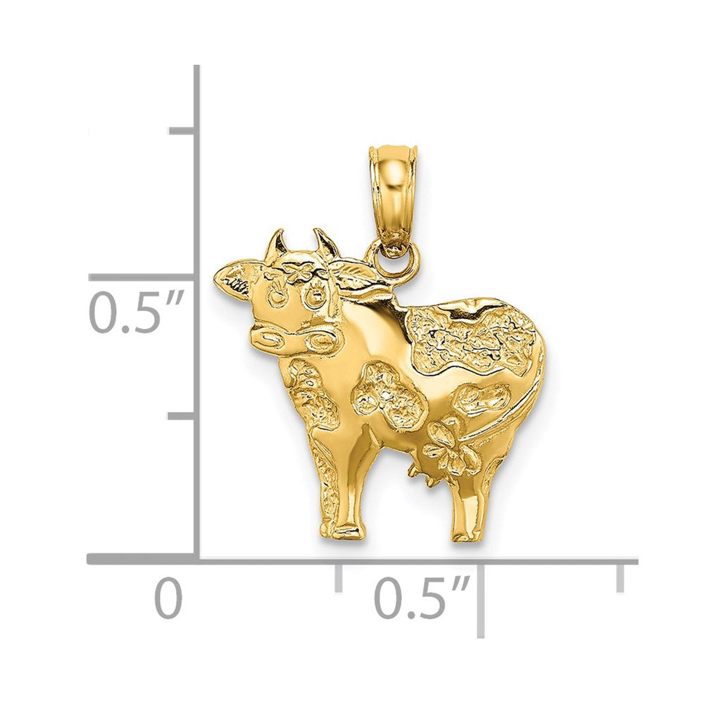14K Yellow Gold Polished Playful Cow Charm