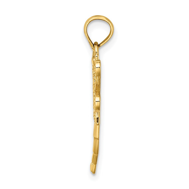 14K Yellow Gold Dragonfly W/Beaded Filigree Wings Charm